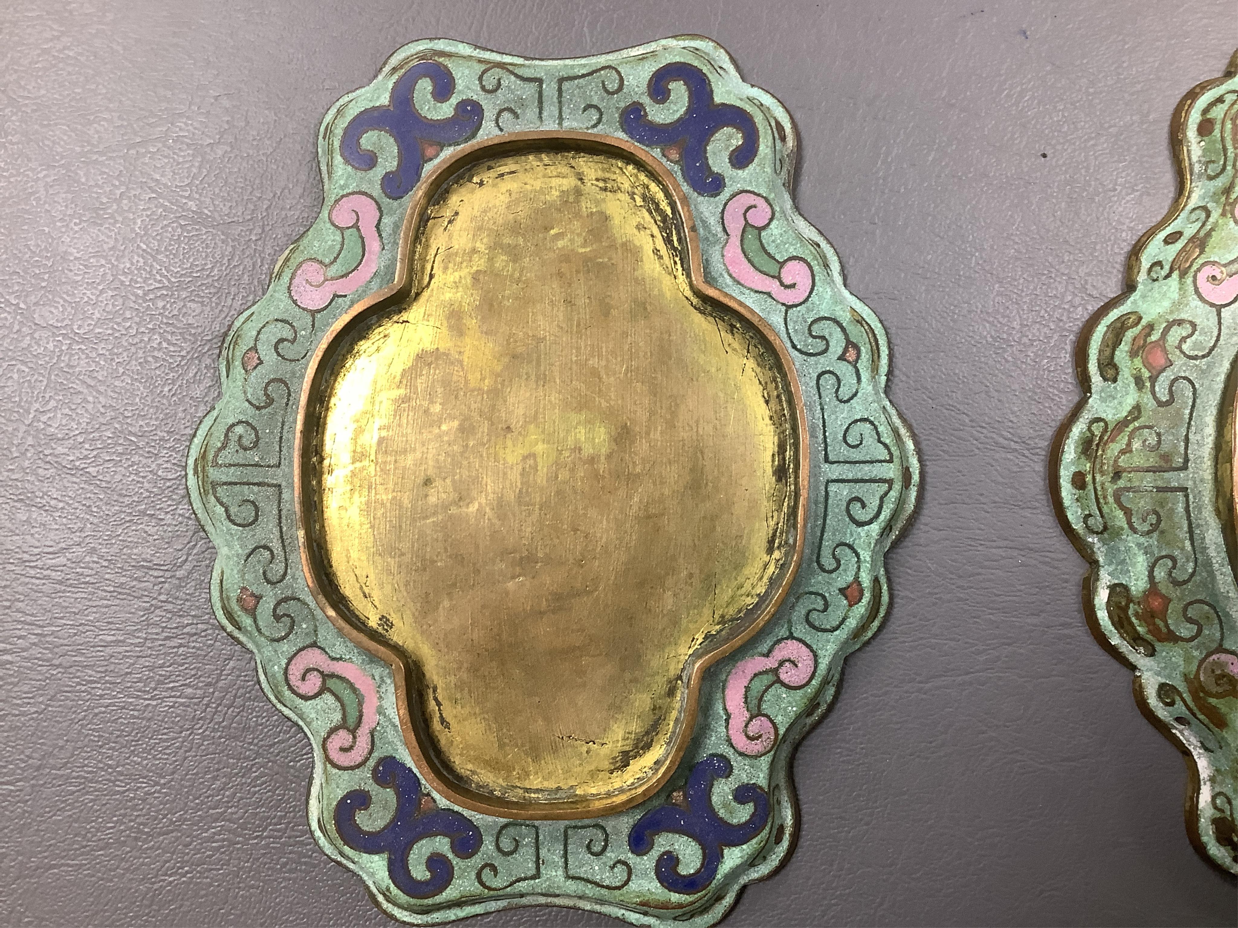 Three Chinese cloisonné enamel stands or trays, 18th century